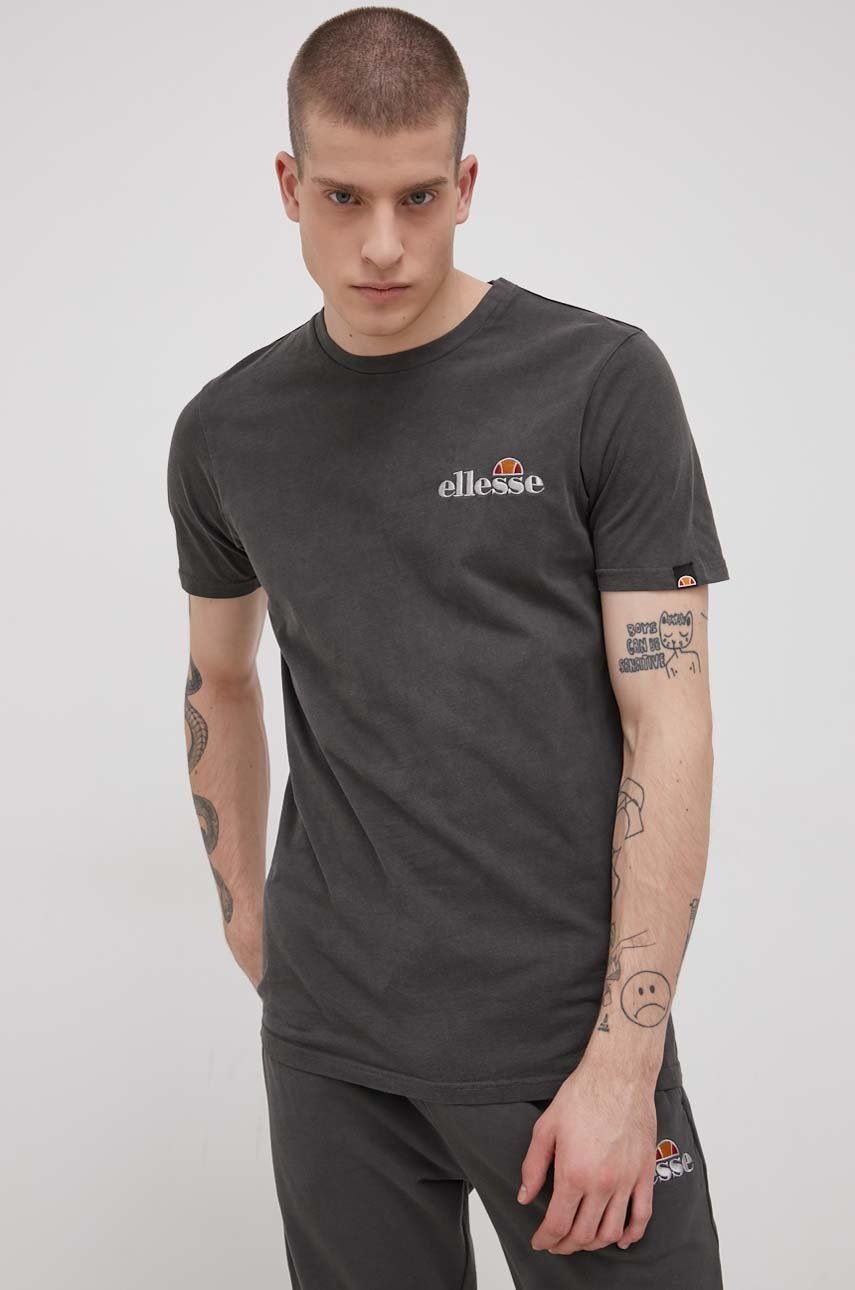 Ellesse tricou din bumbac culoarea gri, cu imprimeu