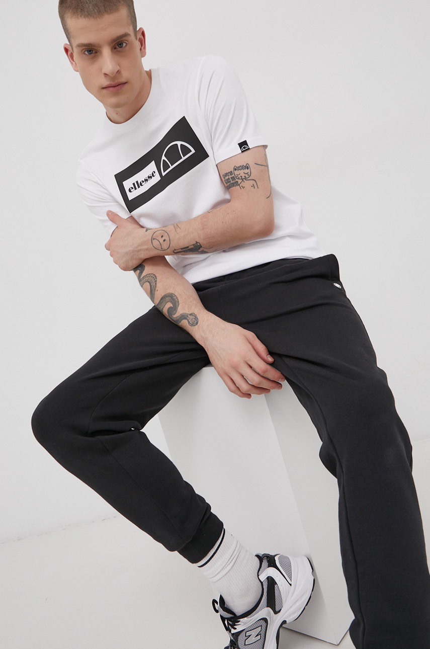 

Памучна тениска Ellesse в бяло с принт, Бял
