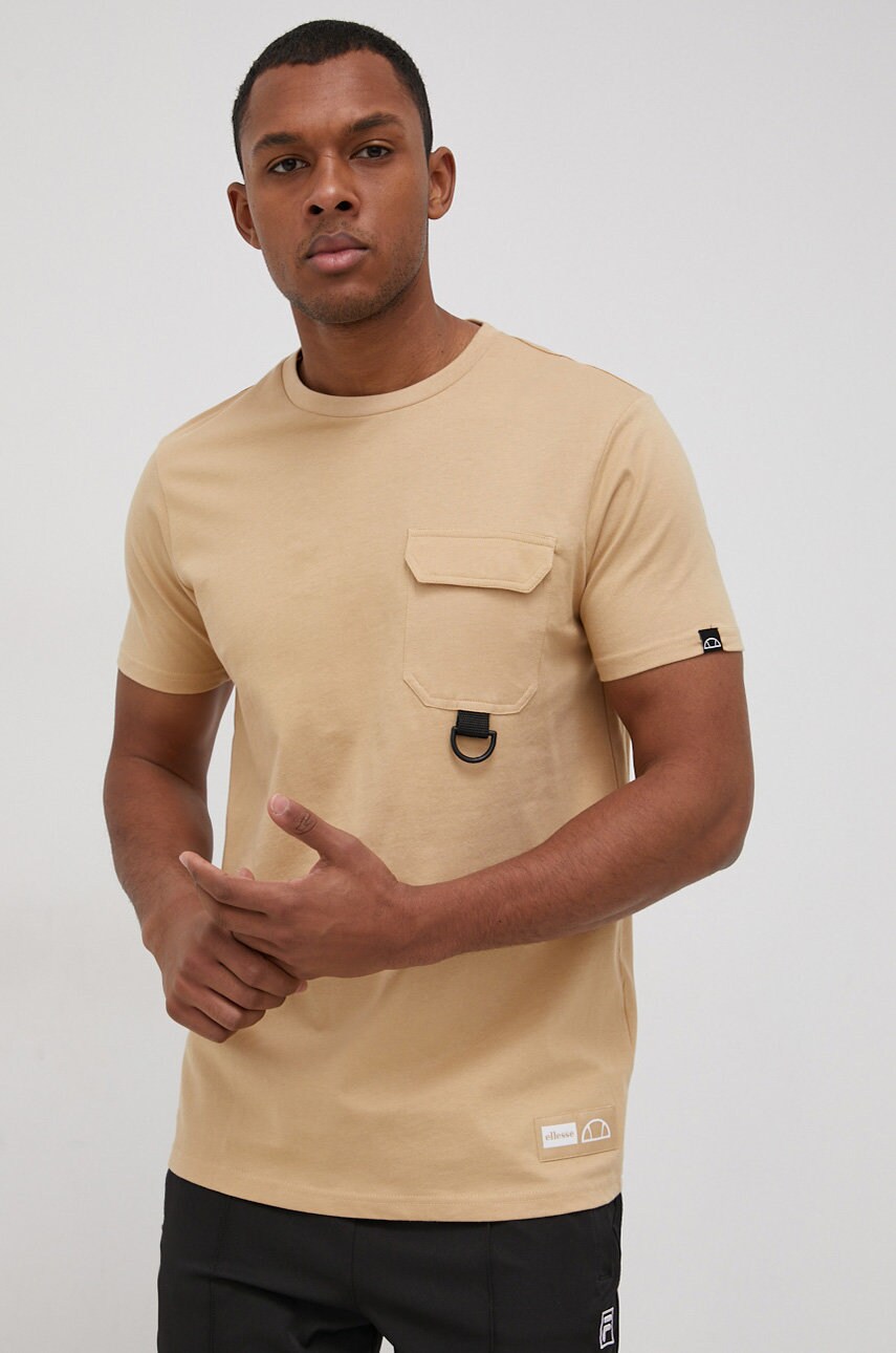 Ellesse tricou din bumbac culoarea galben, material neted