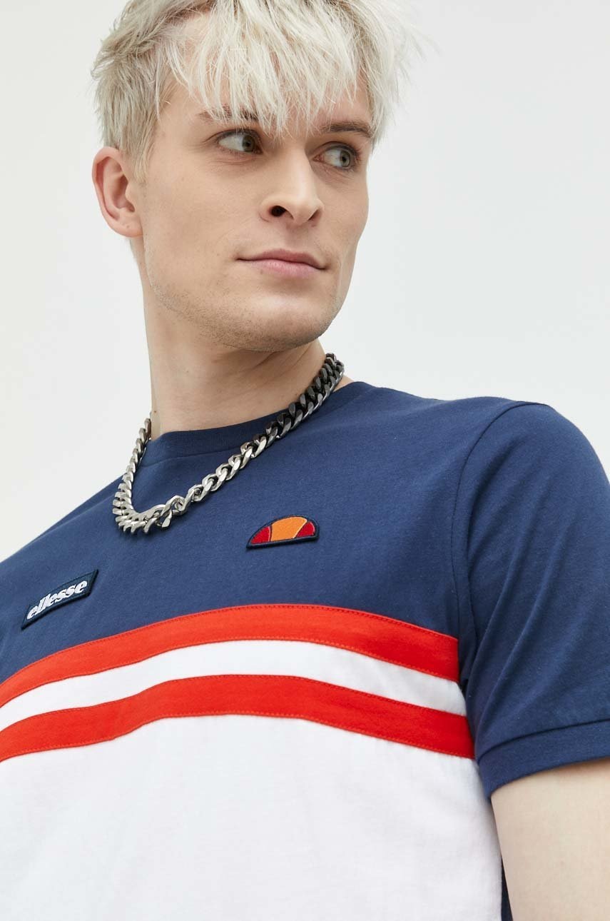 

Памучна тениска Ellesse в черно с десен, Тъмносин