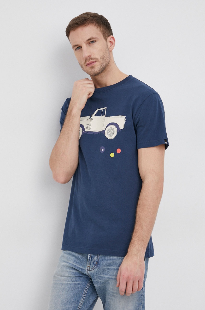 Deus Ex Machina Tricou din bumbac culoarea albastru marin, cu imprimeu