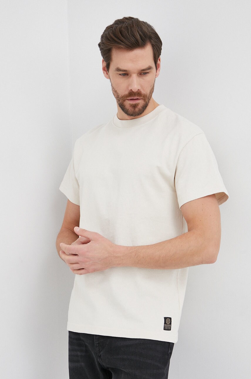 Deus ex machina tricou din bumbac culoarea crem, material neted