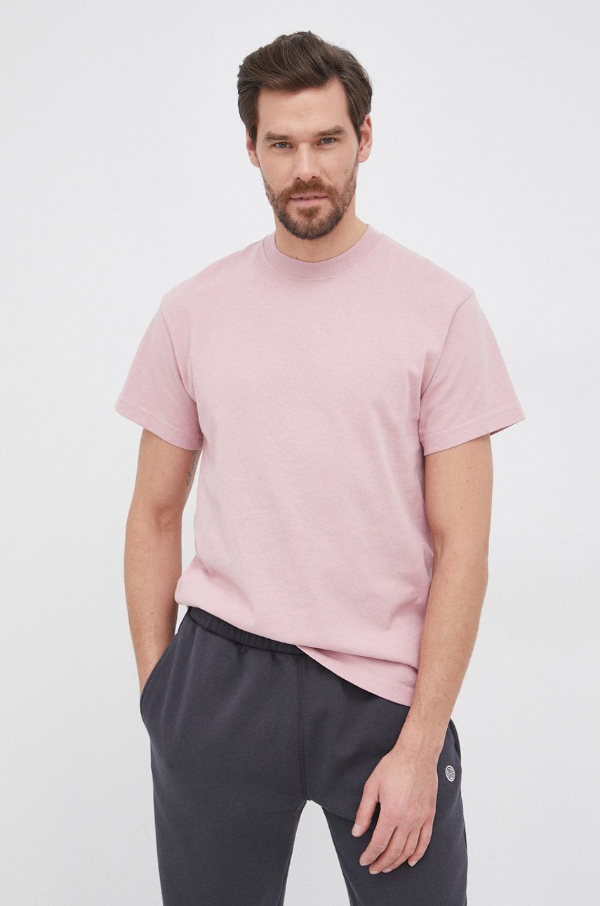 Deus Ex Machina T-shirt bawełniany kolor różowy gładki