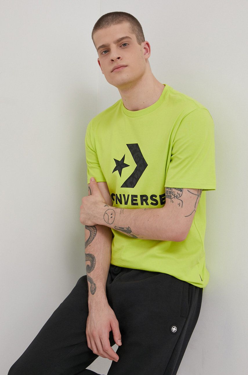 Converse Tricou din bumbac culoarea verde, cu imprimeu 2023 ❤️ Pret Super answear imagine noua 2022