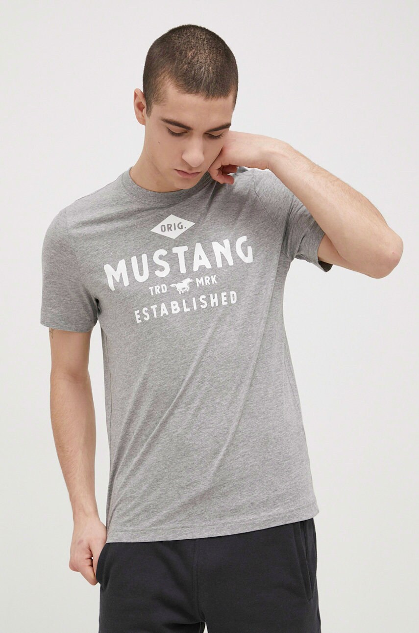 

Тениска Mustang мъжка в меланж на сиво, Сив