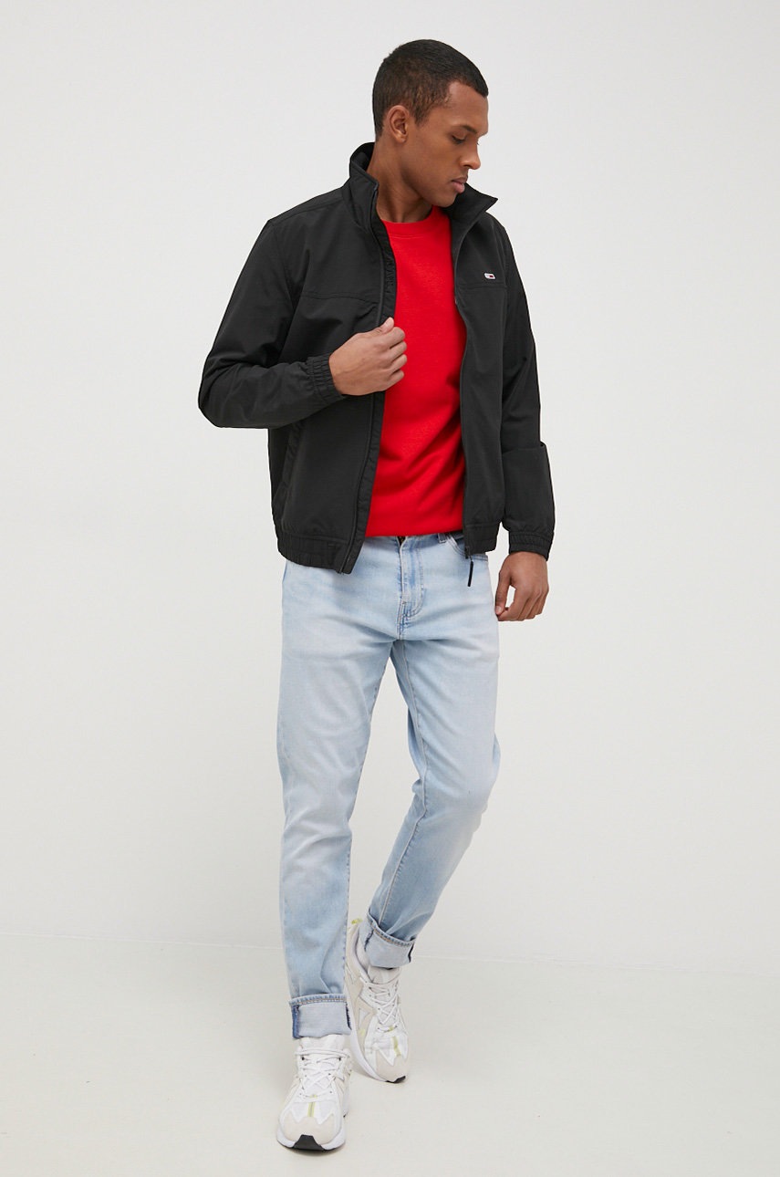 

Бавовняна футболка Tommy Jeans колір червоний з аплікацією