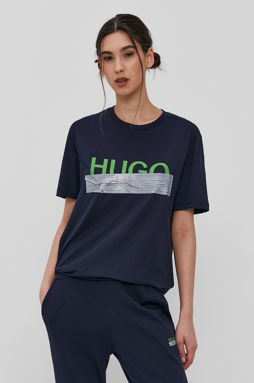 

Футболка Hugo цвет синий с принтом