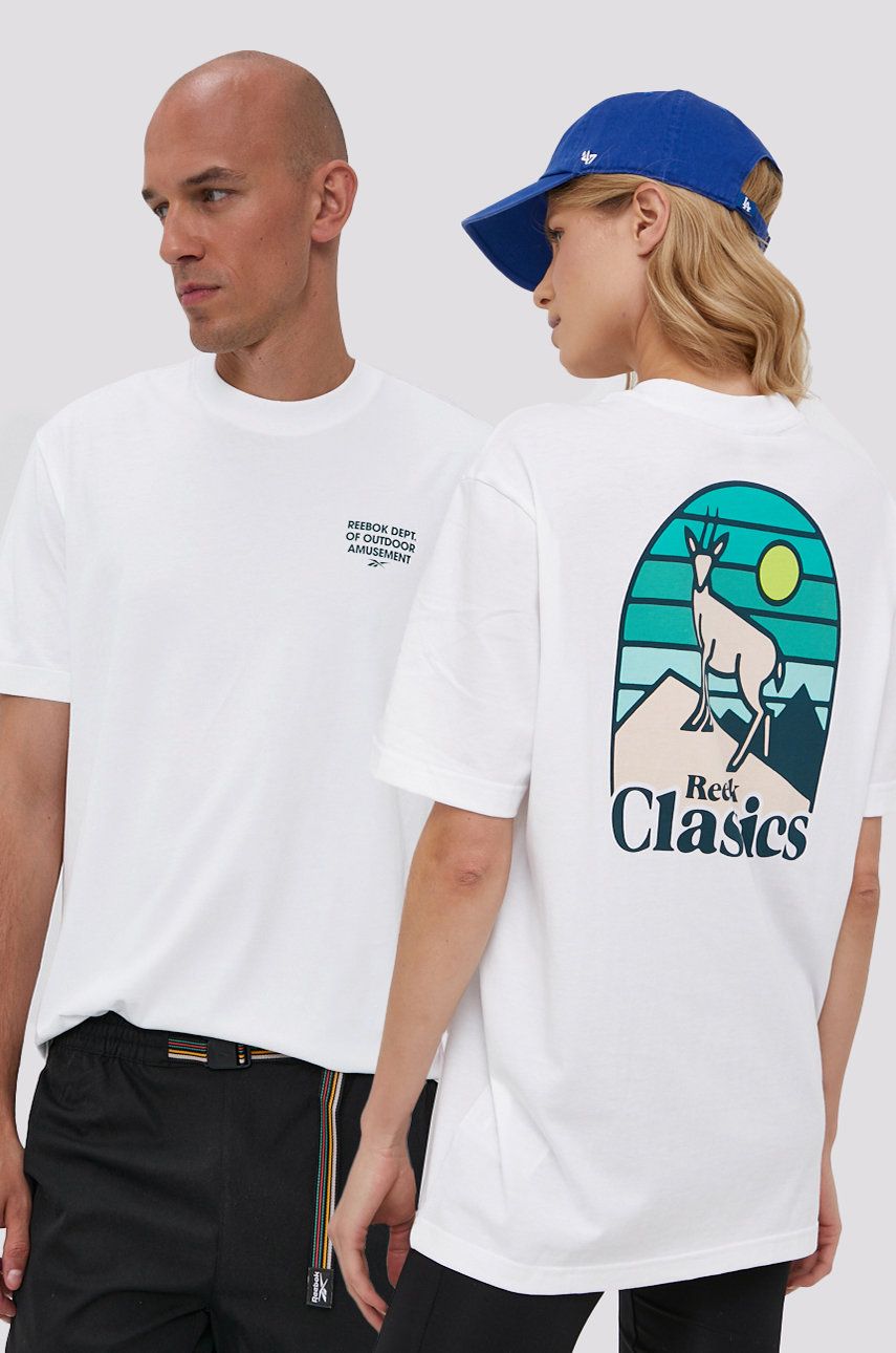 Reebok Classic Tricou din bumbac culoarea alb, cu imprimeu