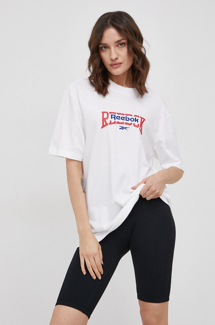 

Бавовняна футболка Reebok Classic колір білий з принтом