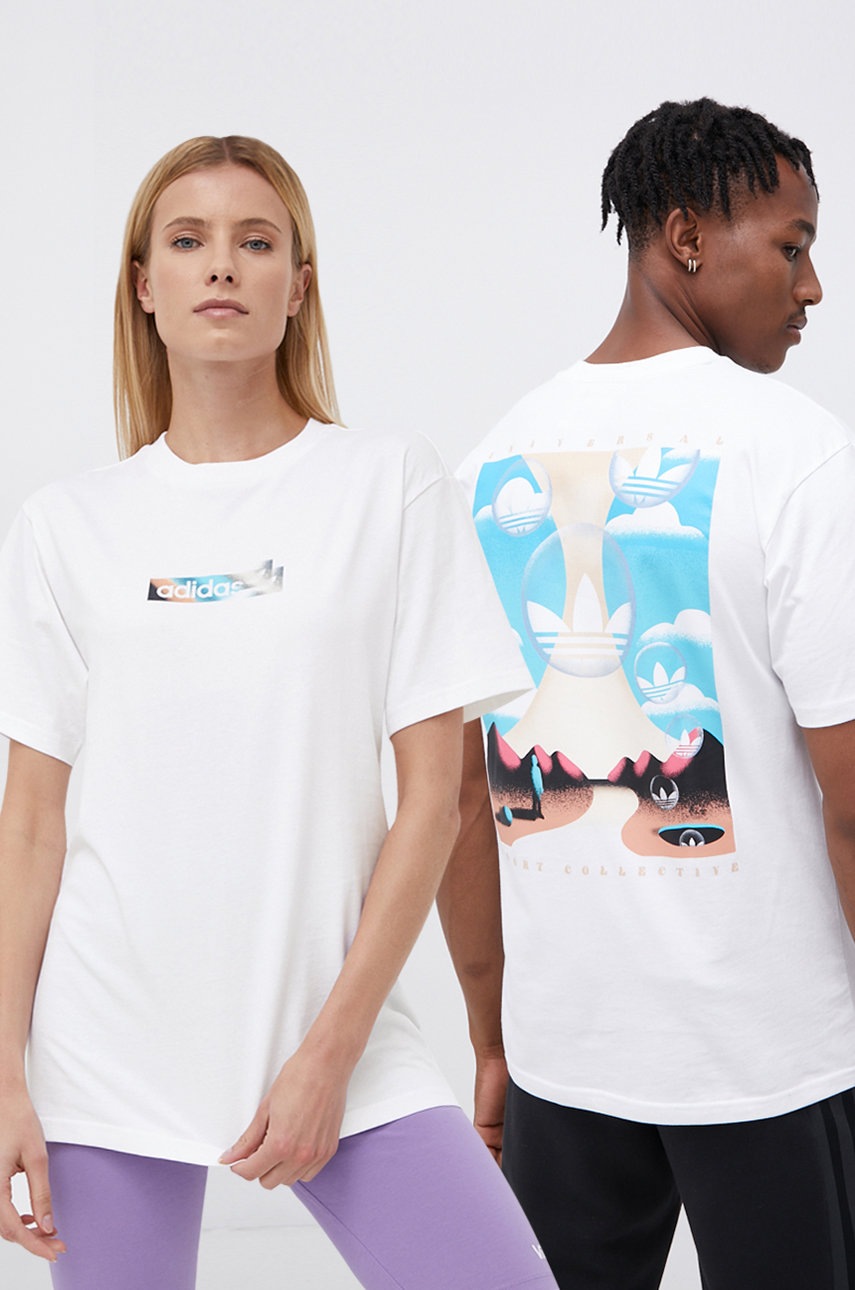 

Памучна тениска adidas Originals в бяло с принт, Бял