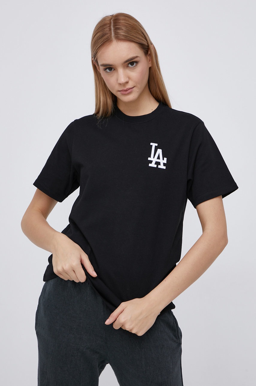 

Хлопковая футболка 47brand цвет чёрный с аппликацией