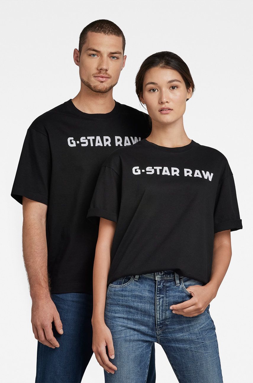G-Star Raw Tricou din bumbac culoarea negru, cu imprimeu