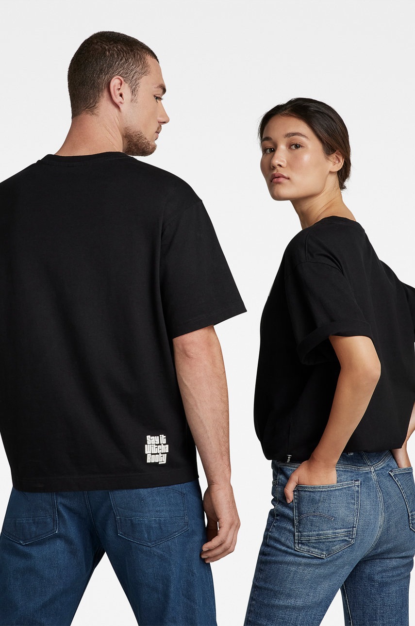 

Бавовняна футболка G-Star Raw колір чорний з принтом