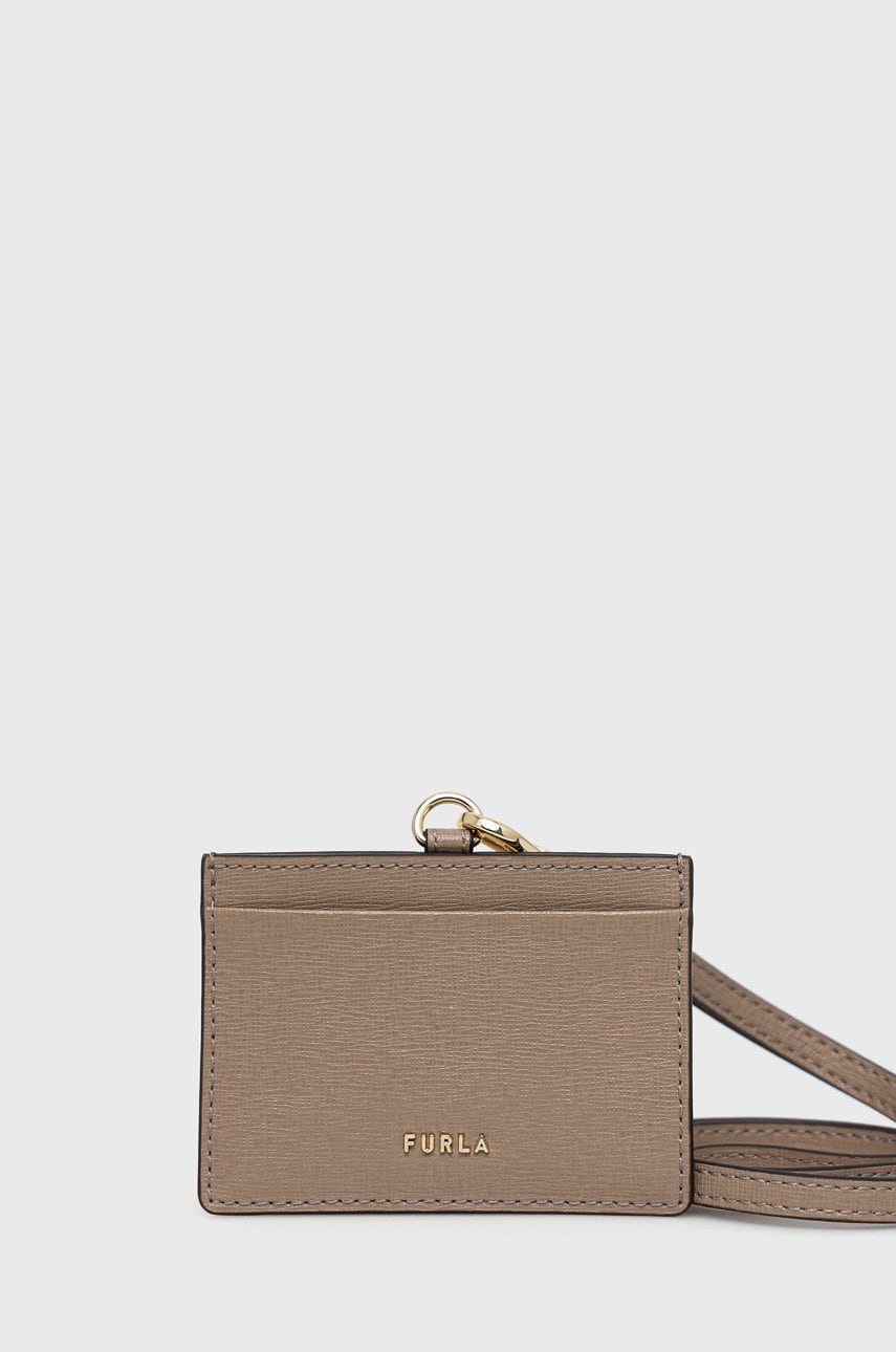 Furla husă din piele pentru carduri culoarea bej