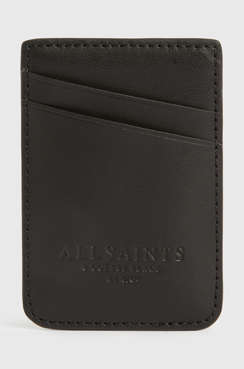 

Кожен калъф за карти AllSaints в черно, Черен