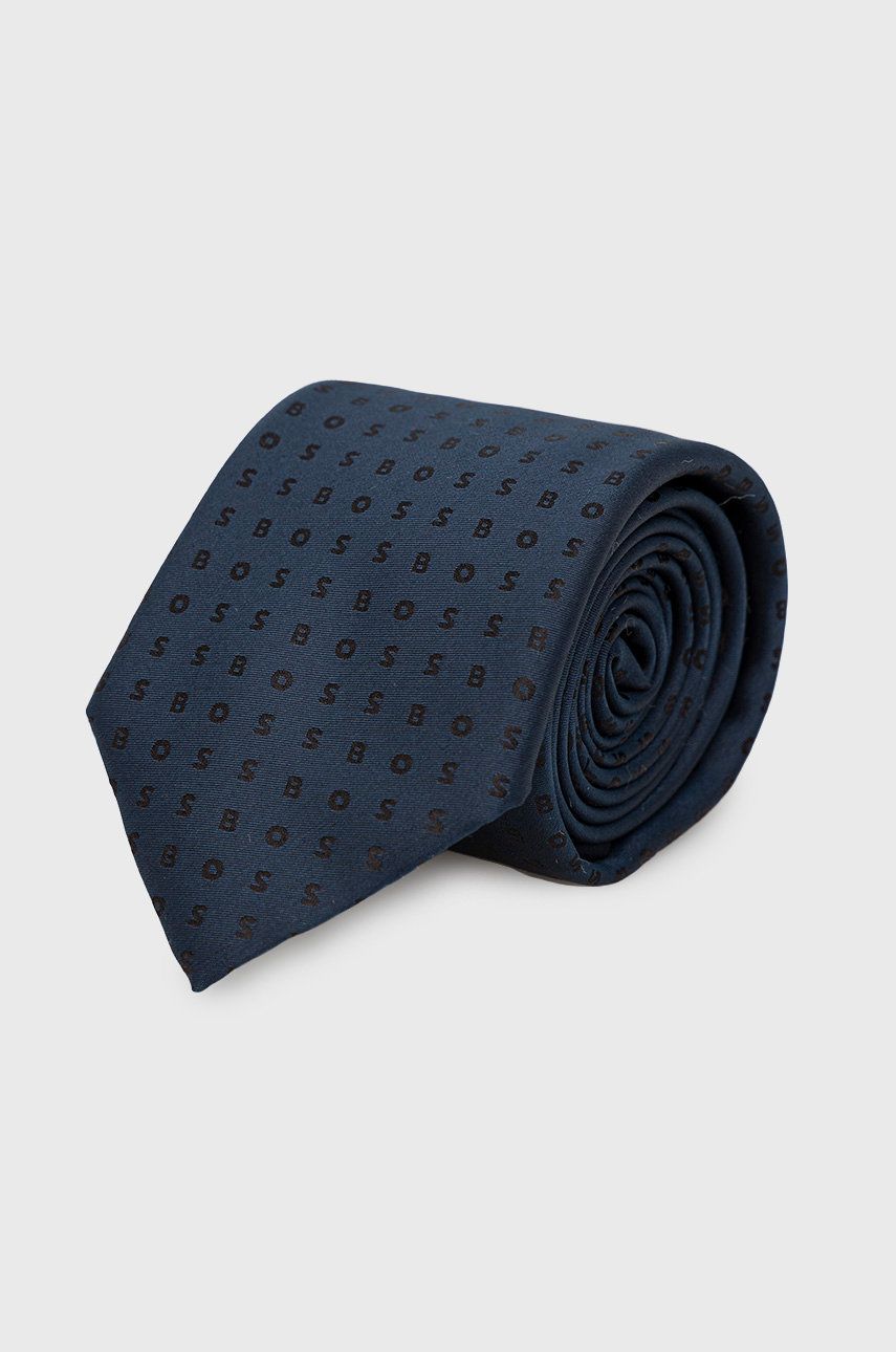 BOSS cravata de matase culoarea albastru marin answear.ro