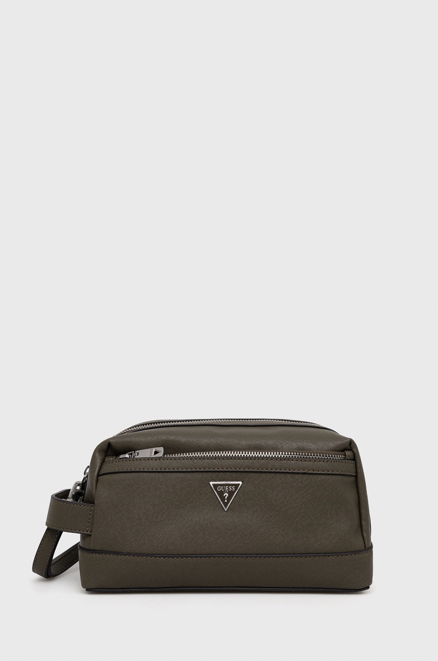 

Козметична чанта Guess в зелено, Зелен