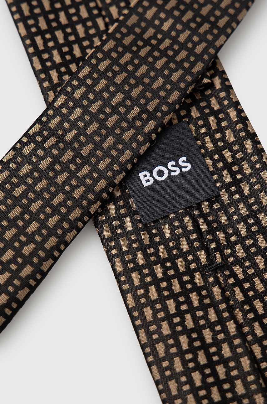 

Шовковий галстук BOSS колір бежевий