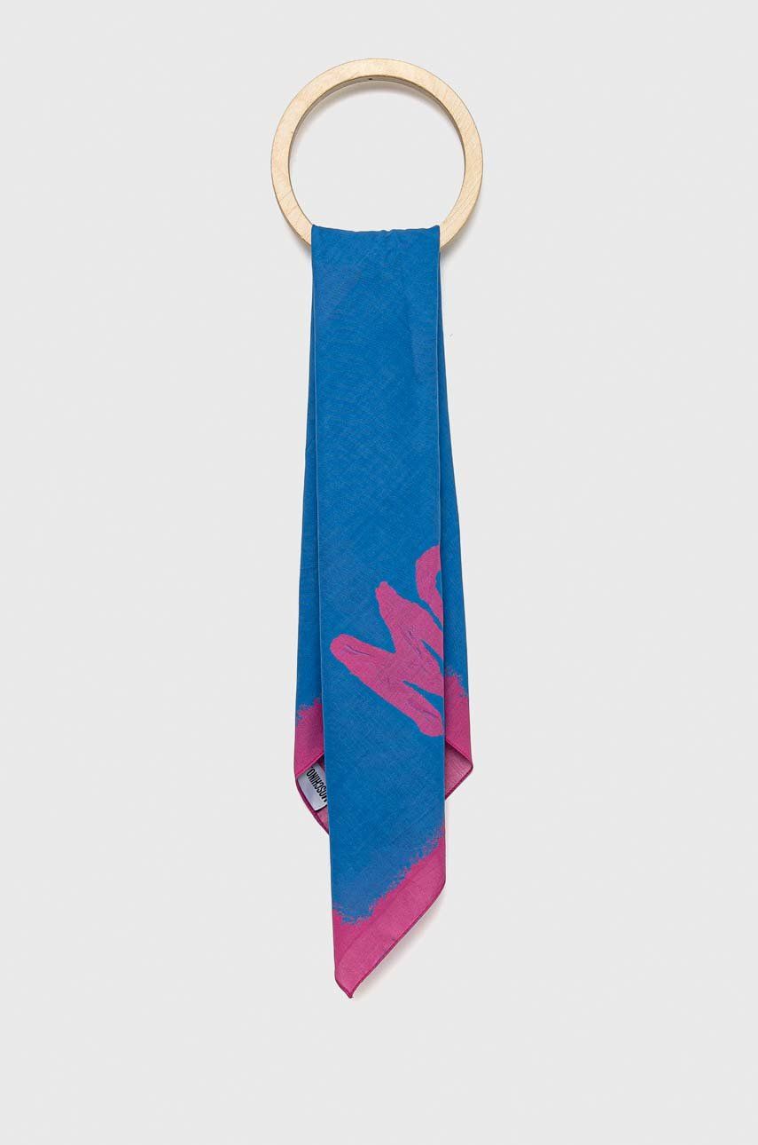 Bavlněný šátek Moschino - modrá -  100 % Bavlna