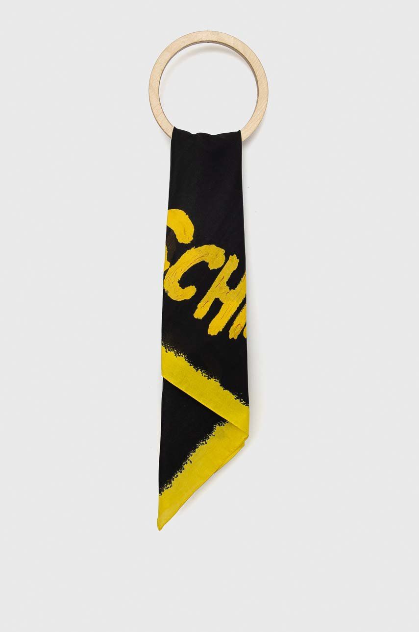 E-shop Bavlněný šátek Moschino černá barva