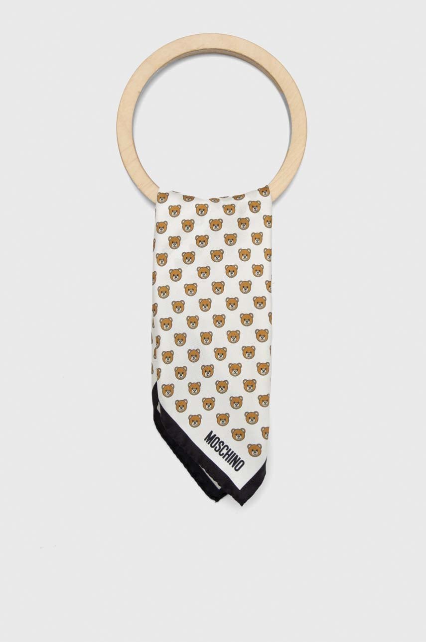 Moschino batistă de buzunar de mătase culoarea alb
