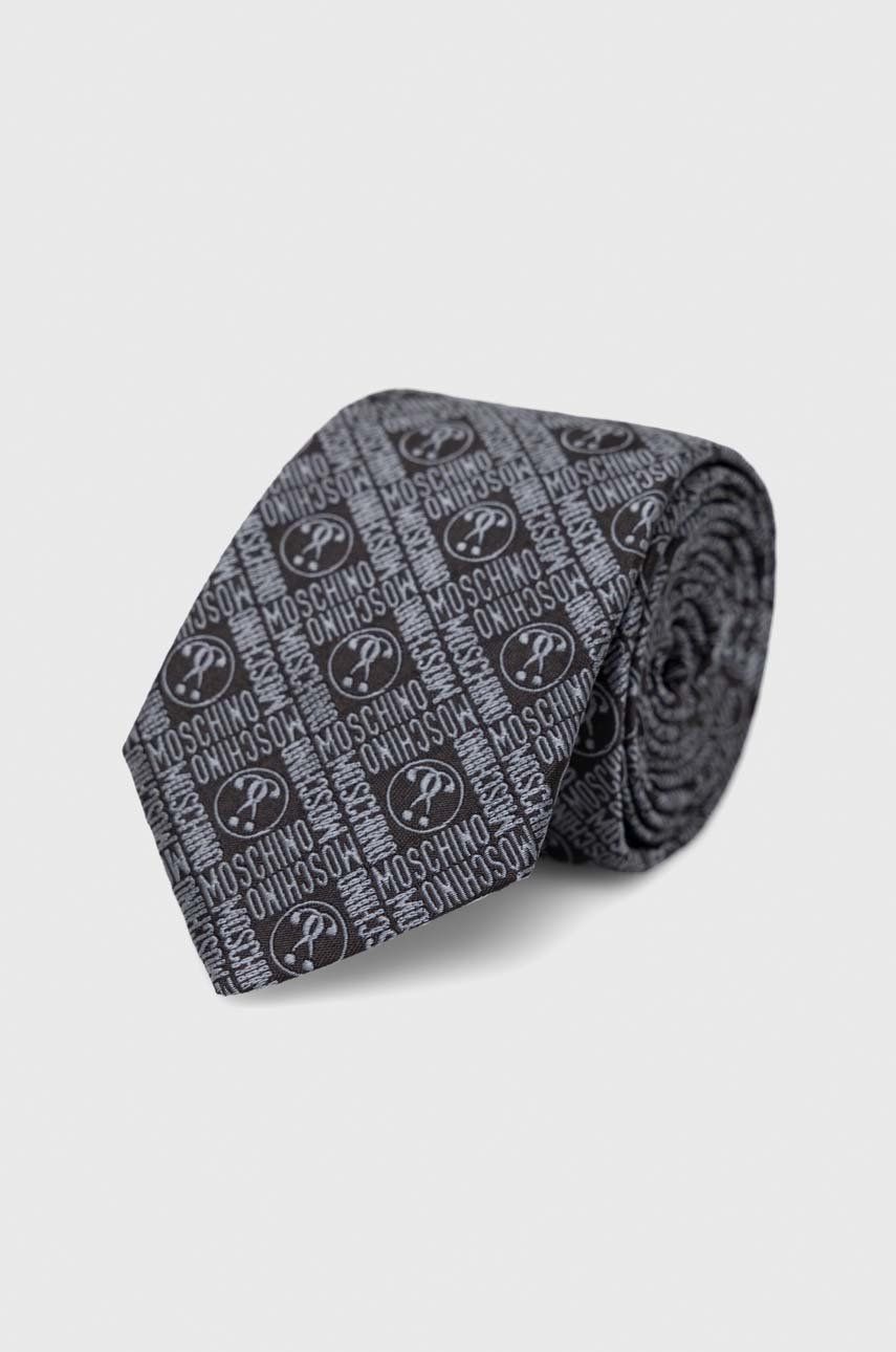 Hodvábna kravata Moschino šedá farba