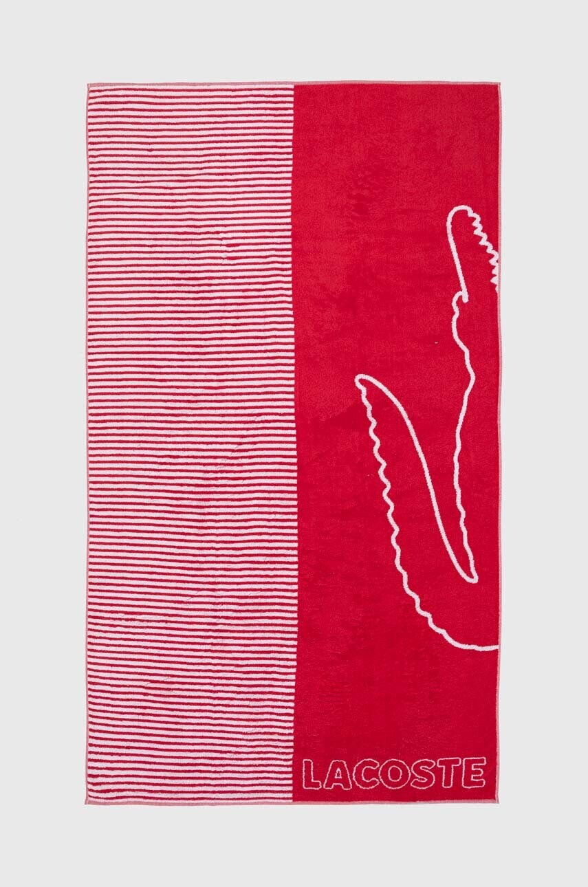 

Хлопковое полотенце Lacoste цвет красный