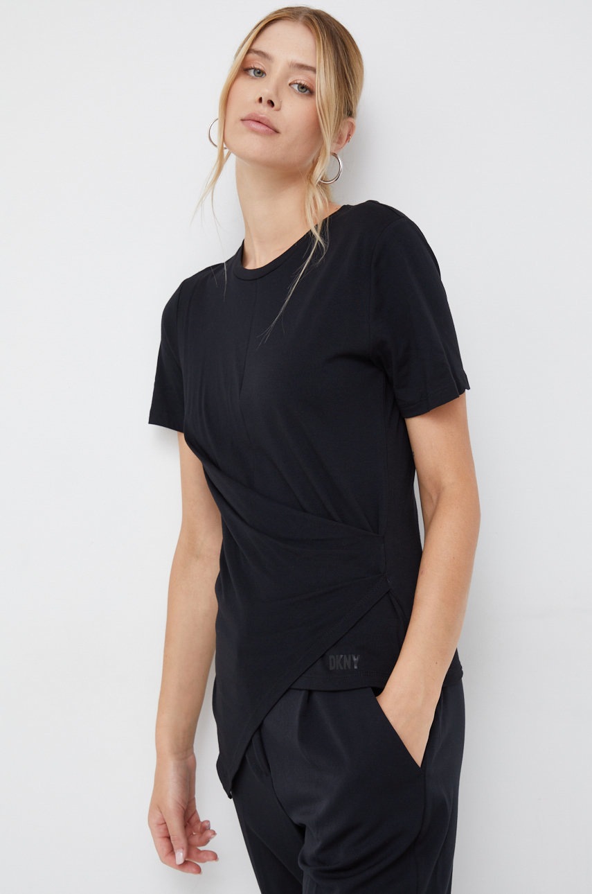 

Тениска Dkny дамска в черно, Черен