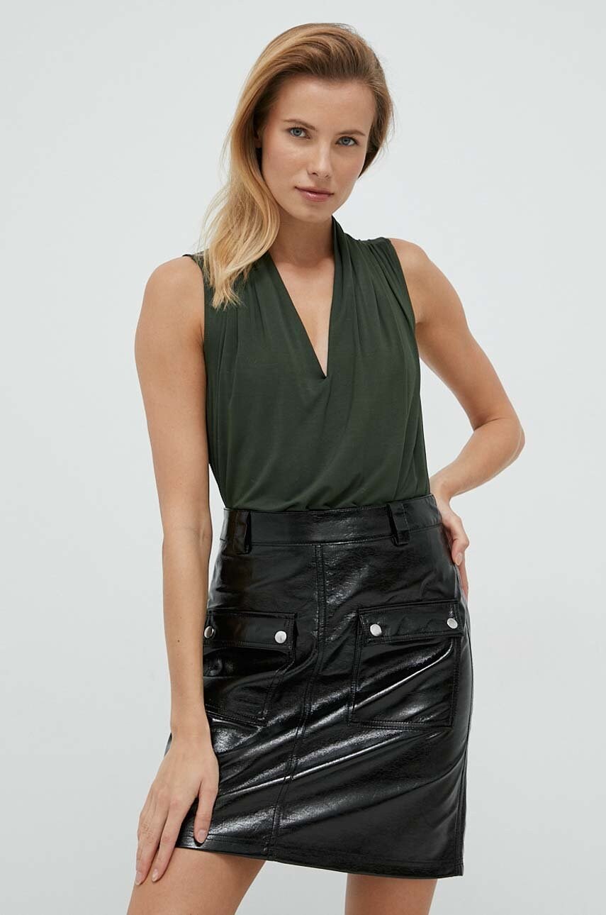 Dkny body femei, culoarea verde, neted