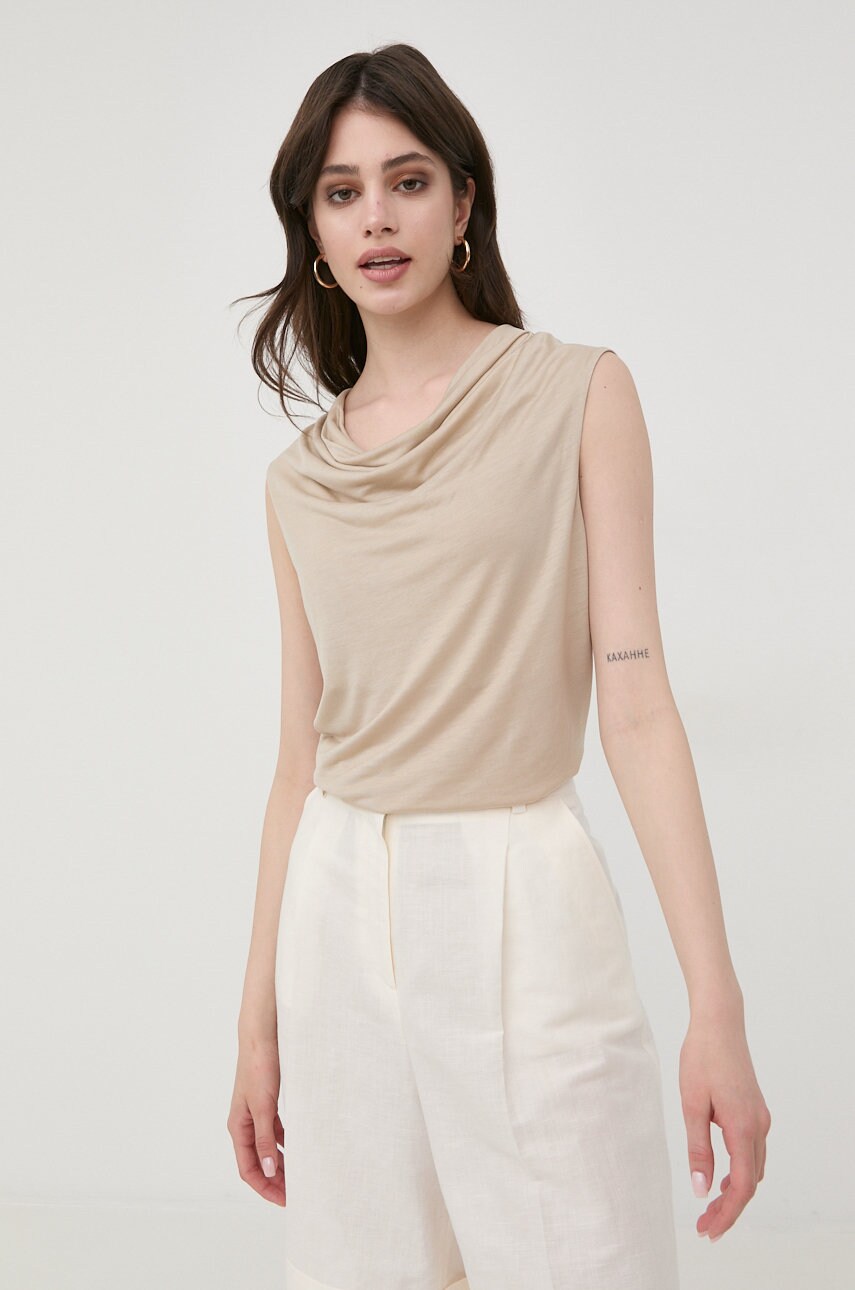 Tiger of sweden bluza femei, culoarea bej, neted
