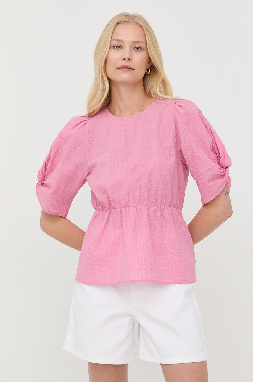 Gestuz bluza din bumbac femei, culoarea roz, neted answear.ro imagine noua