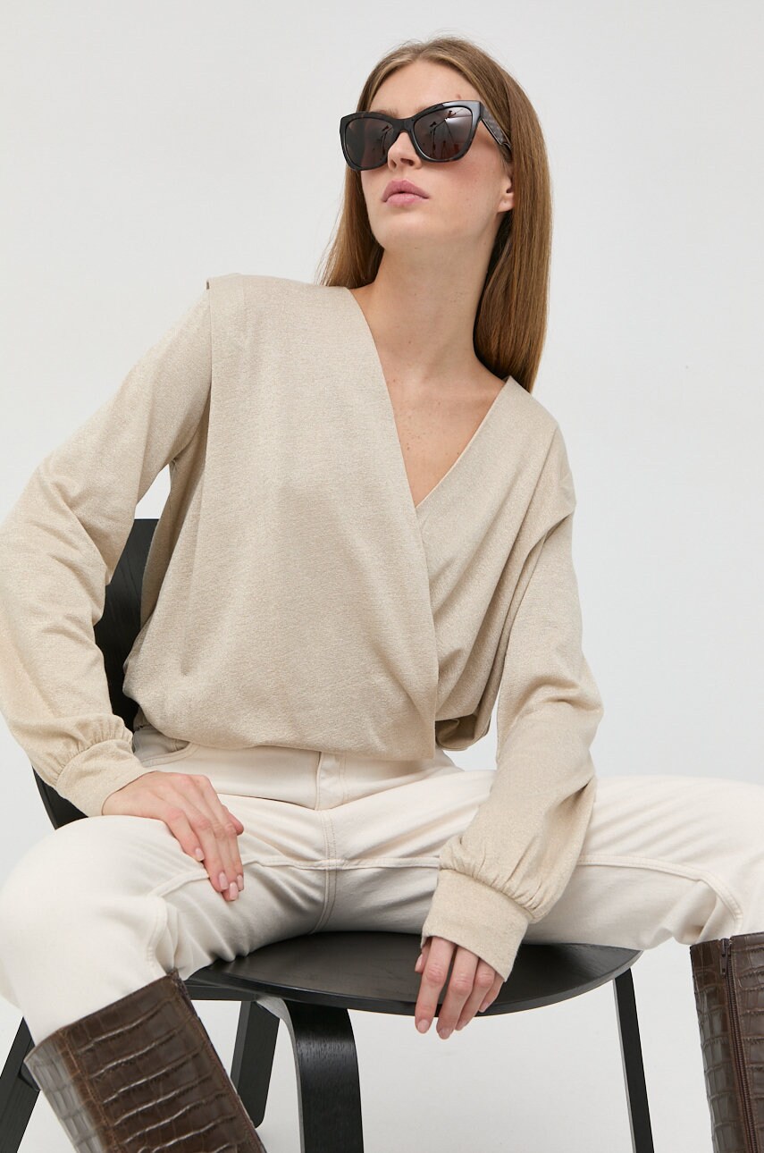 Marella bluza femei, culoarea auriu, modelator