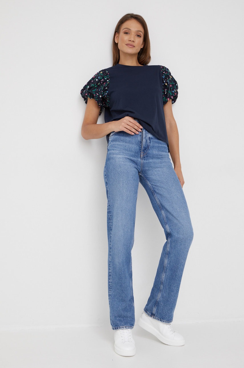 

Хлопковая футболка Pepe Jeans цвет синий