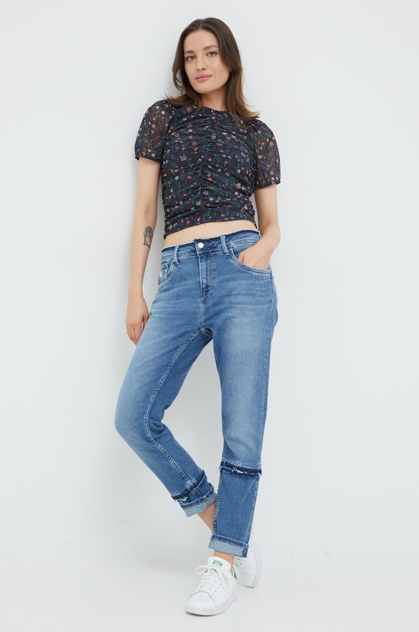 

Блузка Pepe Jeans жіноча колір синій принт квіти