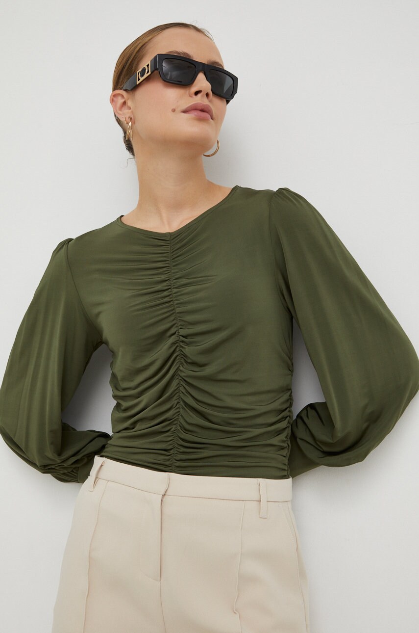 Gestuz bluza femei, culoarea verde, neted