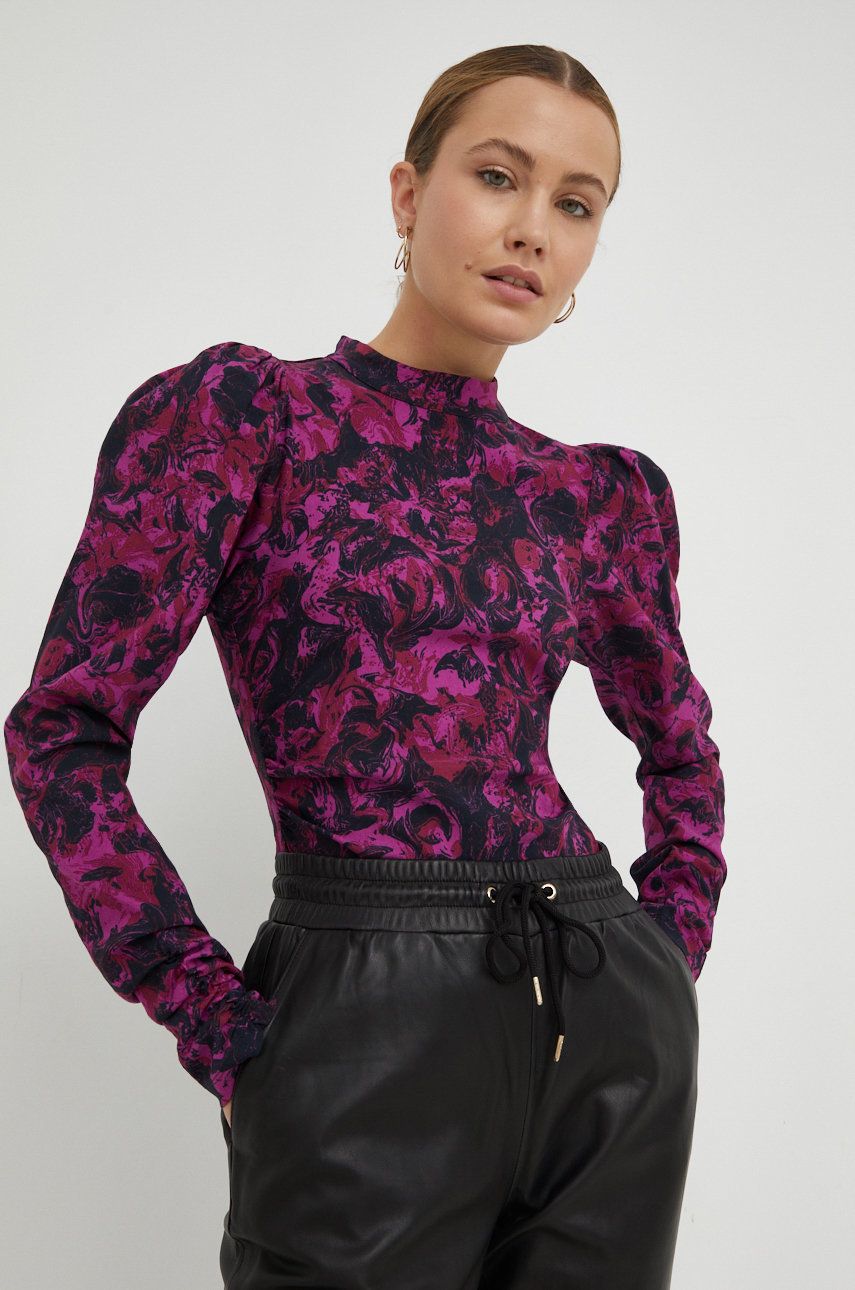 Gestuz bluza femei, culoarea violet, in modele florale answear.ro imagine noua gjx.ro