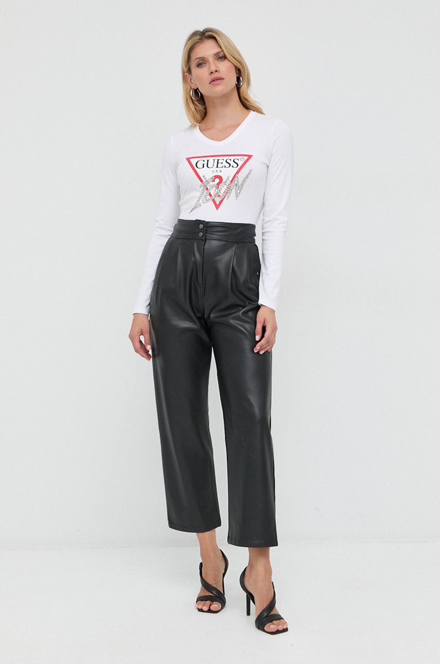 

Хлопковый лонгслив Guess женская цвет белый