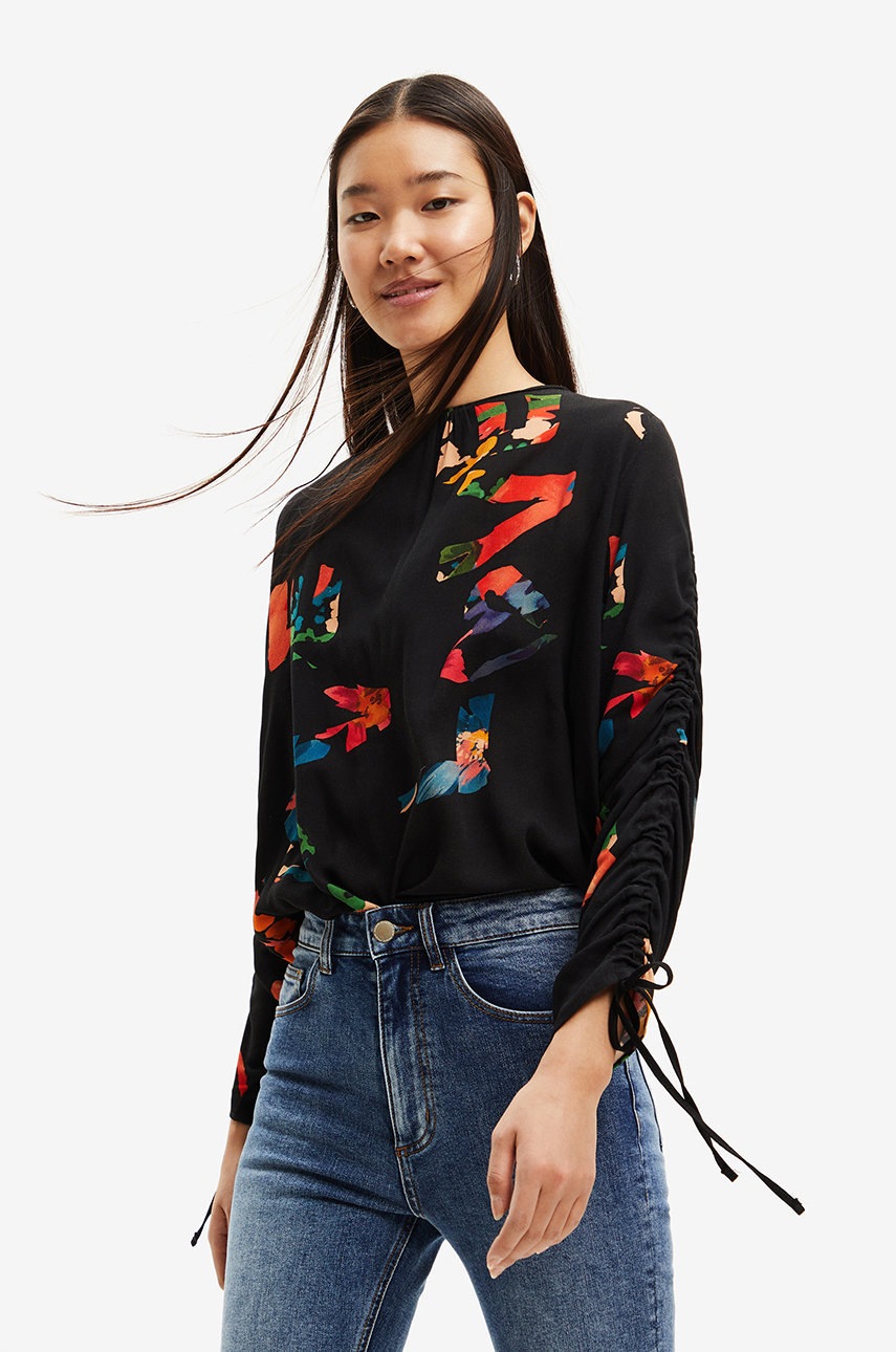 

Блузка Desigual женская цвет чёрный узор