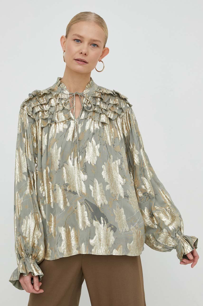 Bruuns Bazaar bluza Hollyhock Betty femei, culoarea auriu, modelator answear.ro