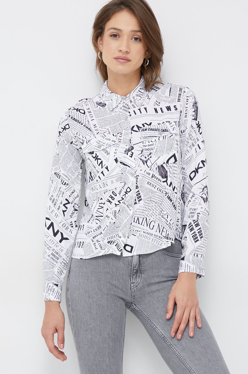 

Сорочка Dkny жіноча колір білий regular класичний комір