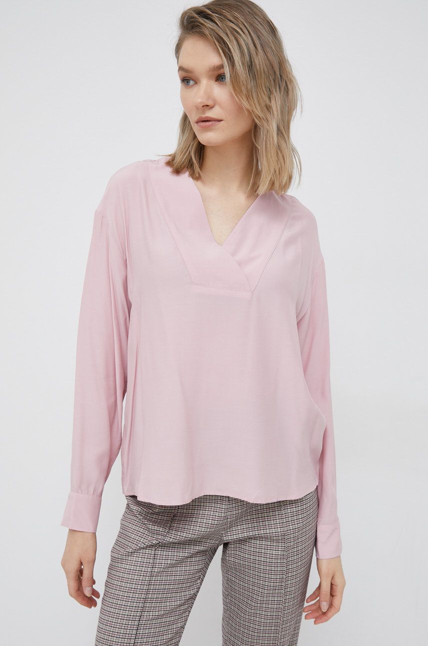 Sisley bluza femei, culoarea roz, neted answear.ro imagine megaplaza.ro