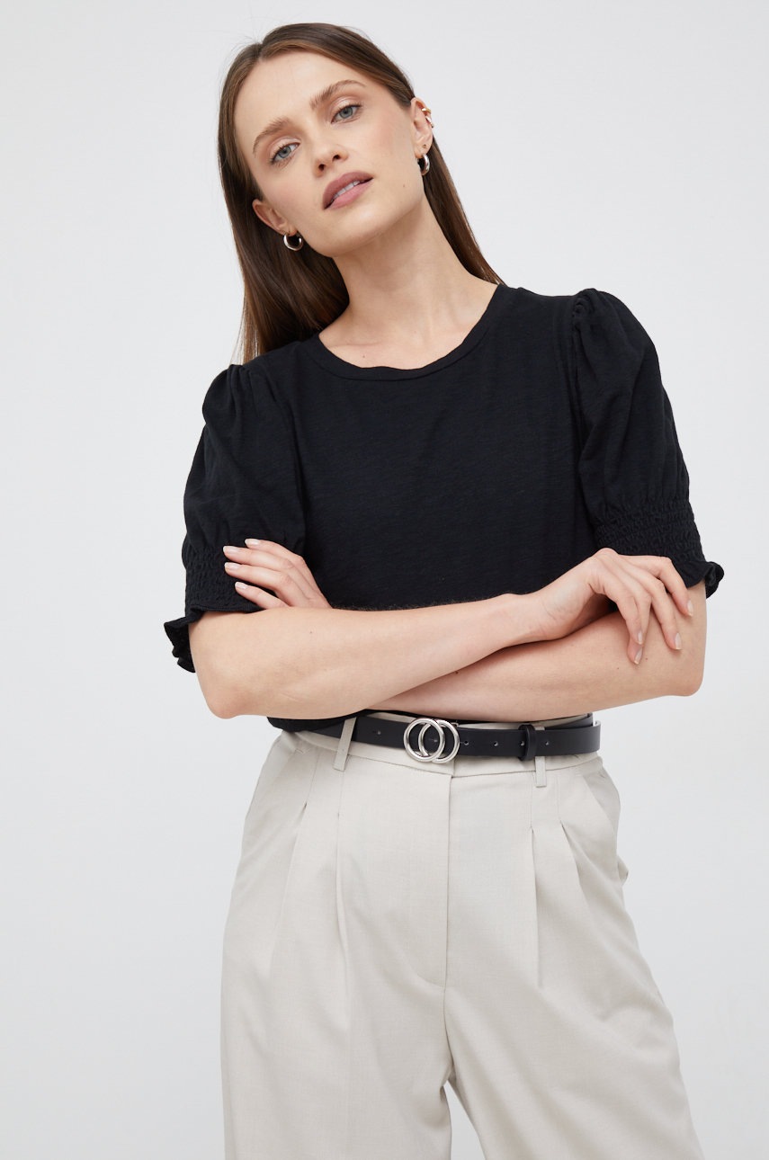 

Памучна тениска GAP дамска в черно, Черен