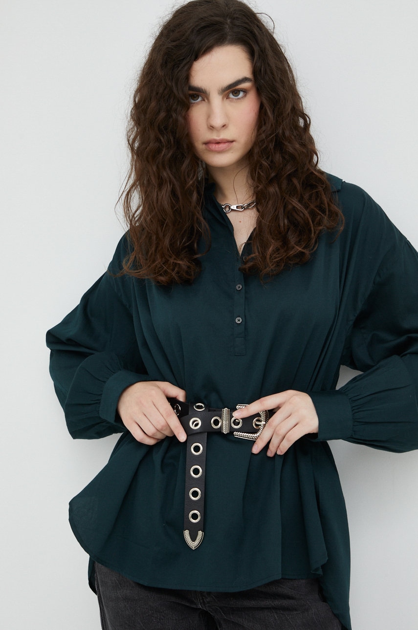 Marc O\'Polo bluza din bumbac femei, culoarea verde, neted