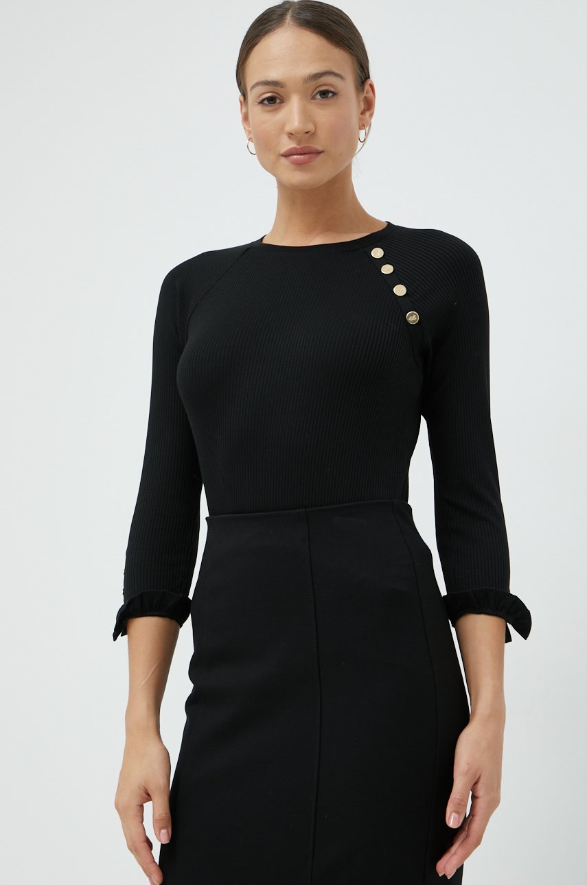 

Блуза Lauren Ralph Lauren в черно с изчистен дизайн, Черен