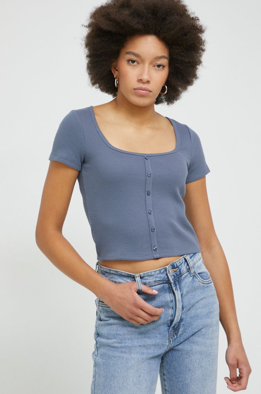 Hollister Co. tricou femei, culoarea albastru marin Hollister Co. tricou femei, culoarea albastru marin