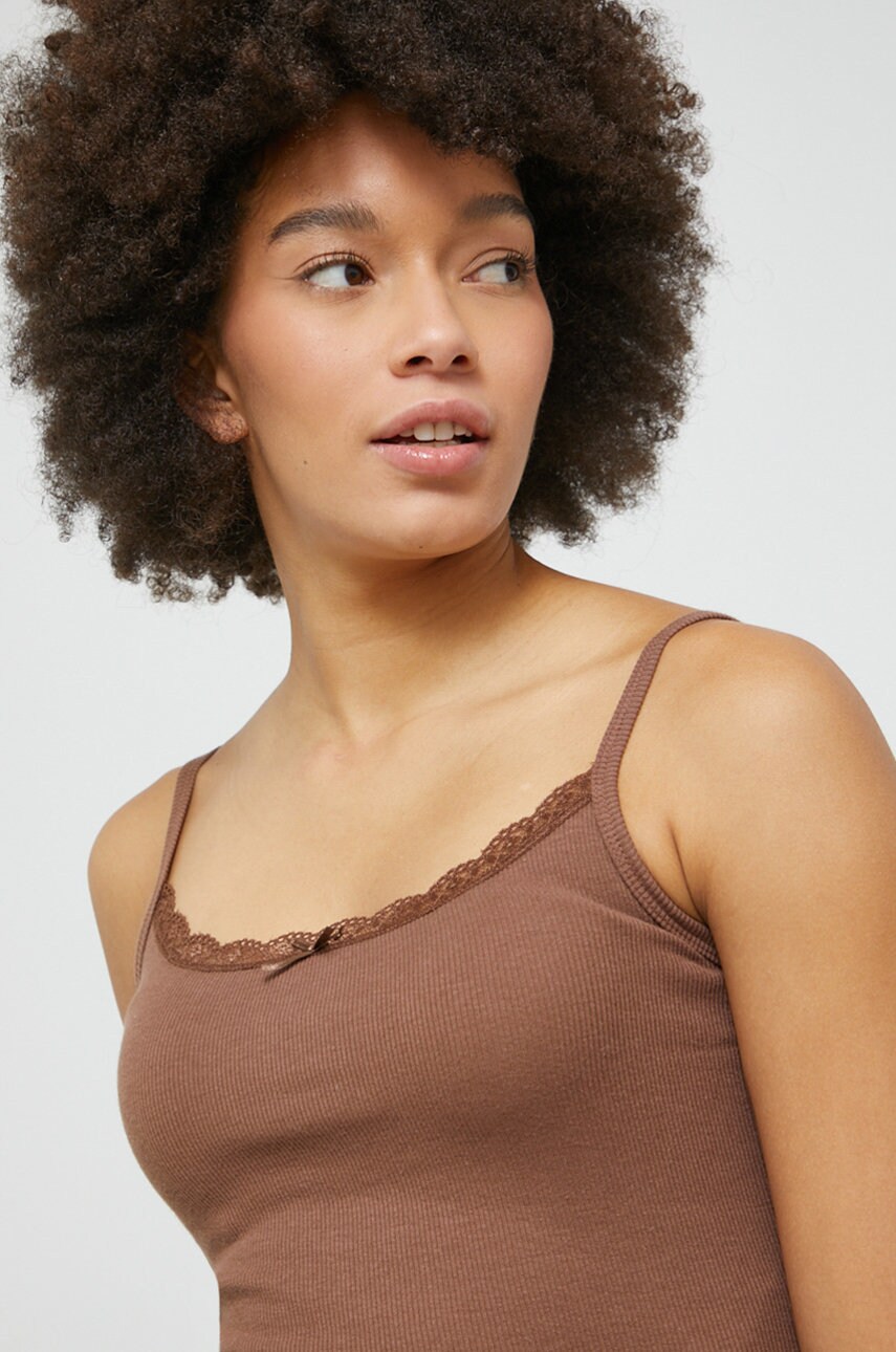 Hollister co. top femei, culoarea maro