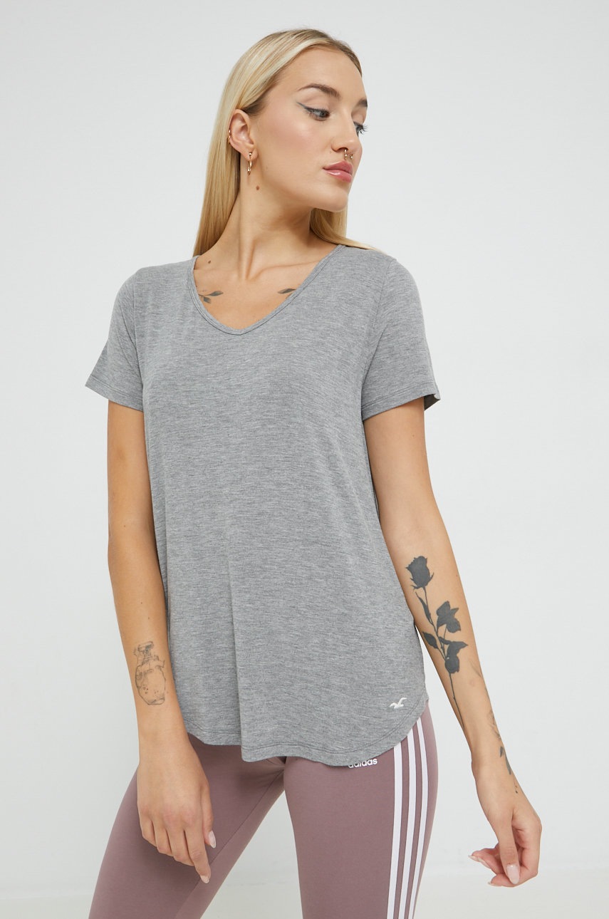 

Тениска Hollister Co. в сиво, Сив