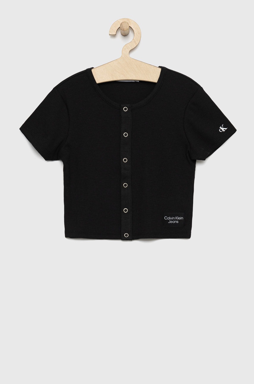 

Детска тениска Calvin Klein Jeans в черно, Черен
