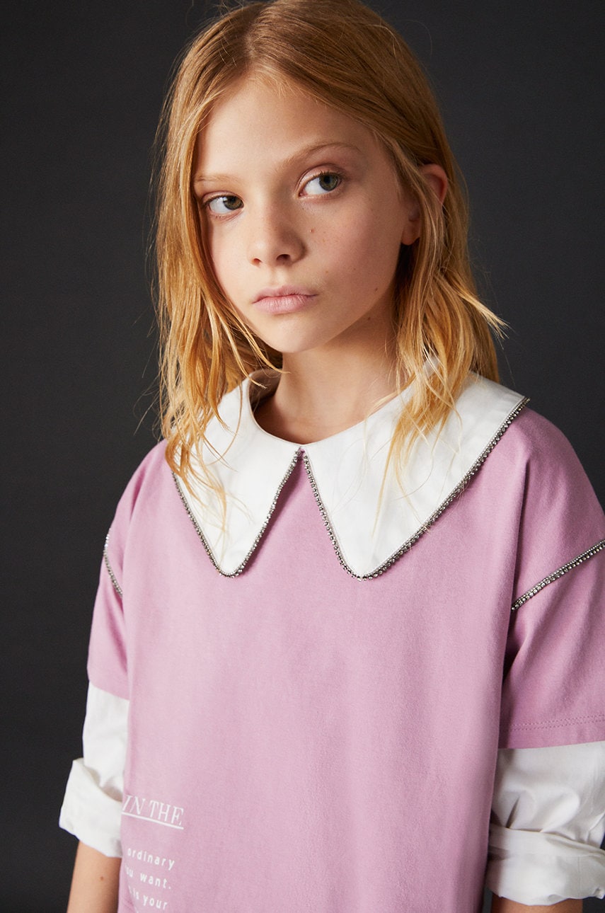 Sisley bluza de bumbac pentru copii culoarea alb, neted