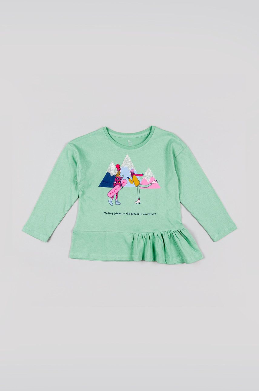 zippy longsleeve din bumbac pentru copii culoarea verde